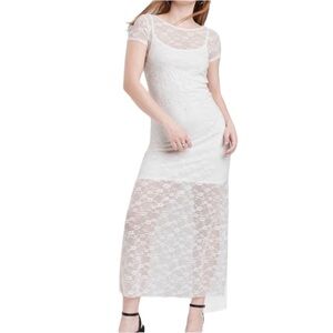 WILD FABLE - Women’s Short Sleeve Maxi Dress White Lace XS
